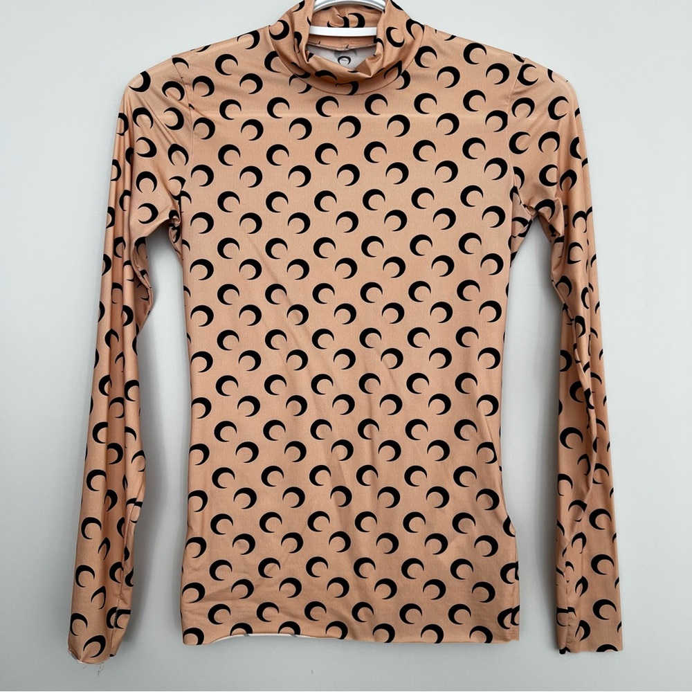 MARINE SERRE β’ Moon Print Turtleneck Second Skin Top - Picture 15 of 16